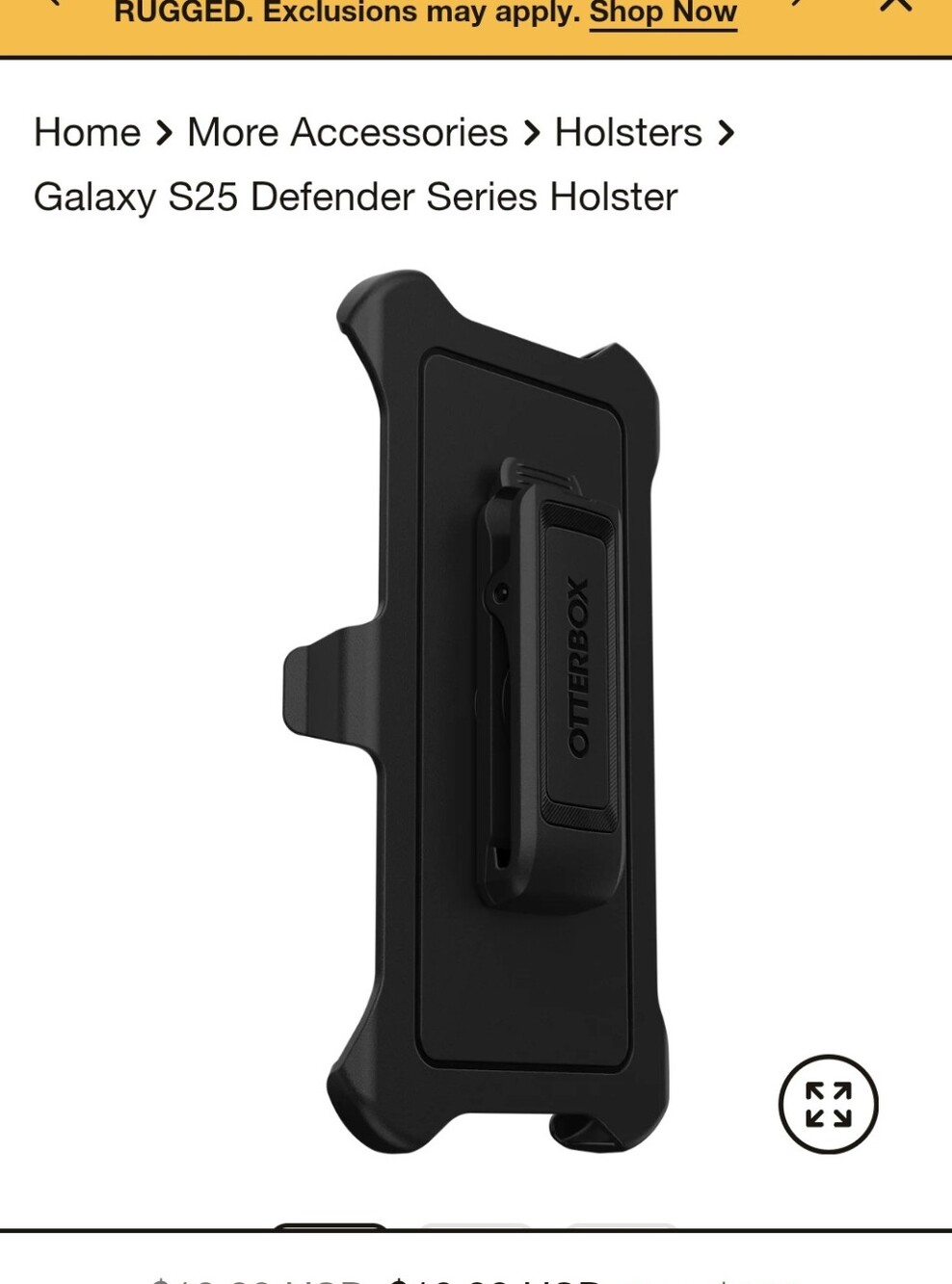 Otterbox Black Galaxy S25 Defender Series Holster